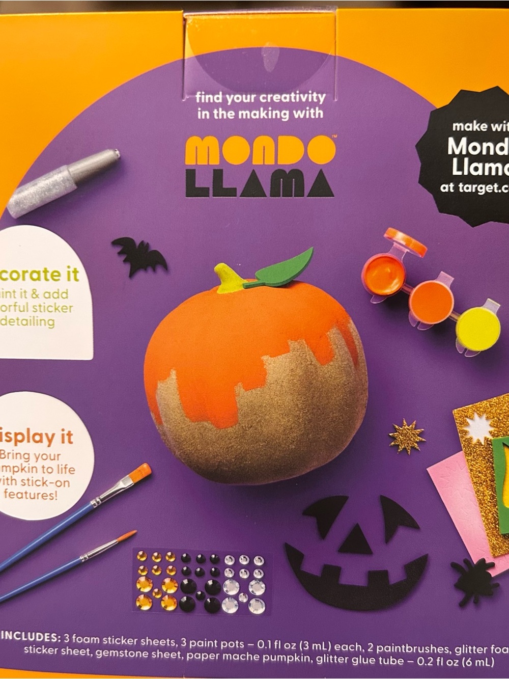 NEW mondo llama set of 4 create your own paper mache Pumpkin Craft Kit.